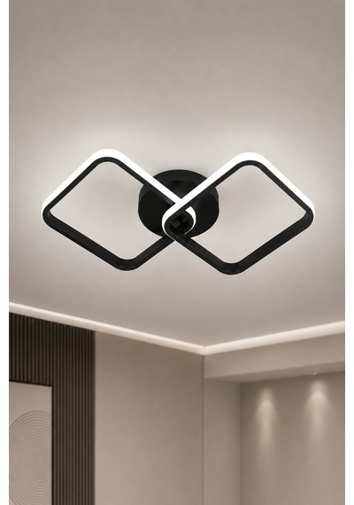 AvizeGO Tilya Led Plafonyer Avize Beyaz Işık Siyah