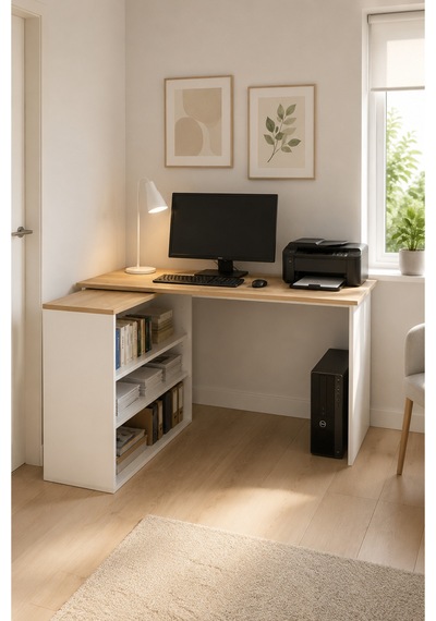 Modüler Köşe Masa Kitaplıklı Köşe Çalışma Masası Ofis Masası Bilgisayar Masası Safir Meşe - Beyaz Safir Meşe - Beyaz Modüler Köşe Masa Kitaplıklı Köşe Çalışma Masası Ofis Masası Bilgisayar Masası Safir Meşe - Beyaz Safir Meşe - Beyaz