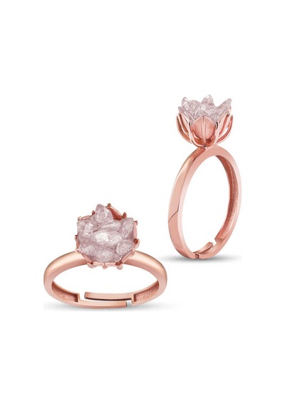 Gümüş Rose Beyaz Lotus Çiçeği Yüzük Gümüş Gümüş