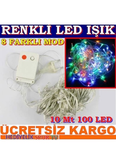 10mt 100 Led Işık Renkli Noel Yılbaşı Agaç Süsleme Led Süs