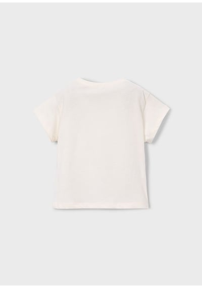 Mayoral Kız Çocuk Baskılı T-shirt Krem - 03011