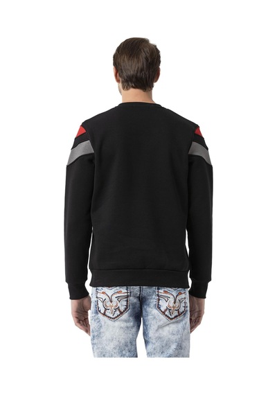 Cipo & Baxx Şerit Detaylı Regular Fit Erkek Sweatshirt Cl581 Siyah