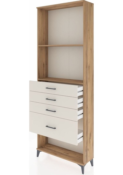 Arges Dolap 2 Raflı 4 Çekmeceli 88x30x243 Çam-aytaşı Çam