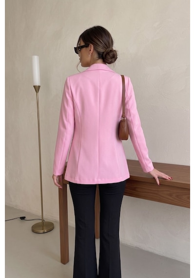 Armonika Kadın Toz Pembe Tek Düğmeli Ceket Arm-20k001020