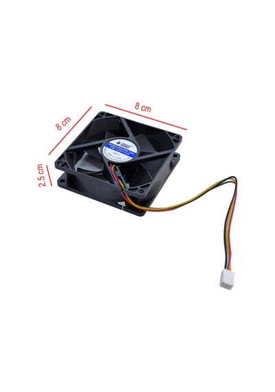 8cm 12v 3 Pinli Kasa Fanı Dc 12v 8cmx8cmx2.5cm 3 Pinli Fan