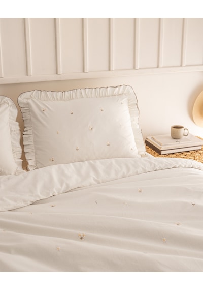 Madame Coco Saphir Family Size %100 Pamuk Ranforce Nakışlı Çarşaflı Nevresim Takımı - Naturel 8684427205372 Çok Renkli