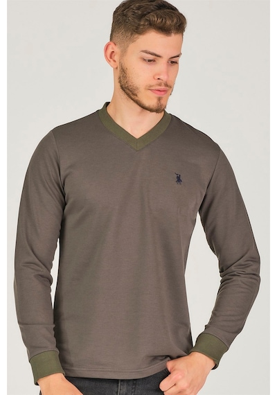 V4002 Dewberry V Yaka Erkek Sweatshırt-haki Haki