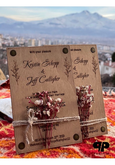 Ahşap Zımba Detaylı Davetiye
