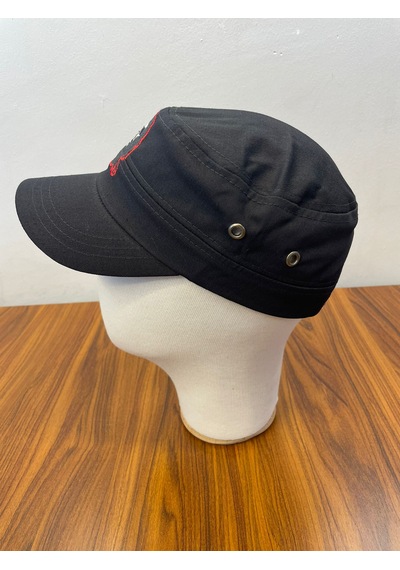 Castro Che Nakışlı Pamuklu Gabardin Kumaş Cap Şapka Siyah