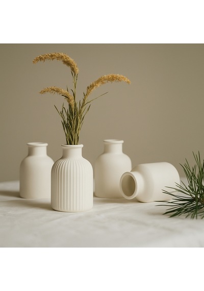 Bernami Mumluk Şamdanpinterest Bohem Mini Vazo Çizgili Beton Vazo - Stil Minimal Dekor 1 Adet Diğer