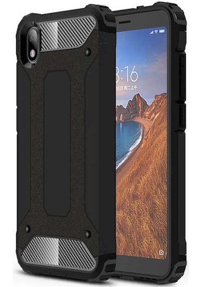 Kilifone - Xiaomi Redmi 9a Uyumlu - Kılıf Çift Katman Koruyucu Crash Military Tank Kılıf - Siyah Siyah