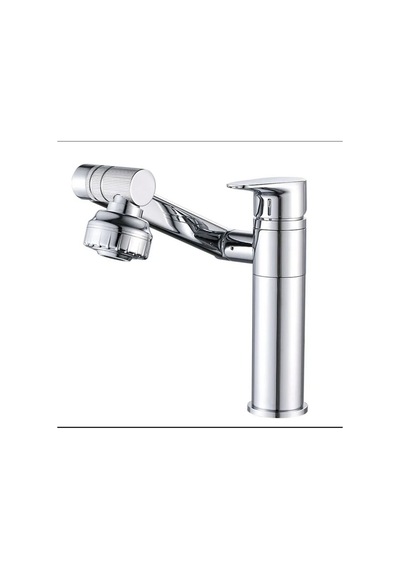 İsaoğlu Yapı Lavabo Bataryası Robotik Banyo Musluğu 360 Derece Hareketli Batarya Tazzik Ayarlı Gümüş