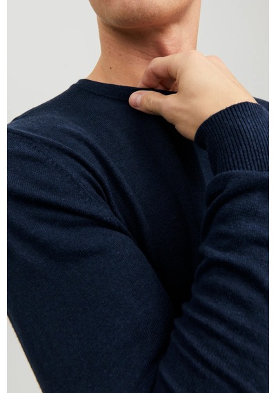 Jack & Jones Erkek Basic İnce Lacivert Triko Kazak - 12208364 Lacivert
