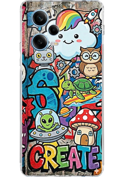 Redmi Note 12 Pro 5g İle Uyumlu Grafiti Create Art Tasarımlı Şeffaf Silikon Kılıf Şeffaf