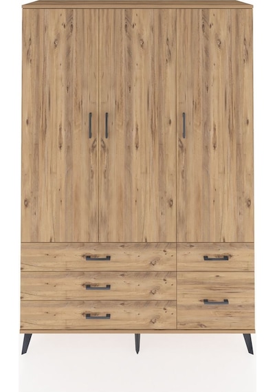 Hyperion Dolap 5 Raflı 5 Çekmeceli Tek Askılı 132x44x195 Çam-çam/çam Atlas Çam/atlas Çam