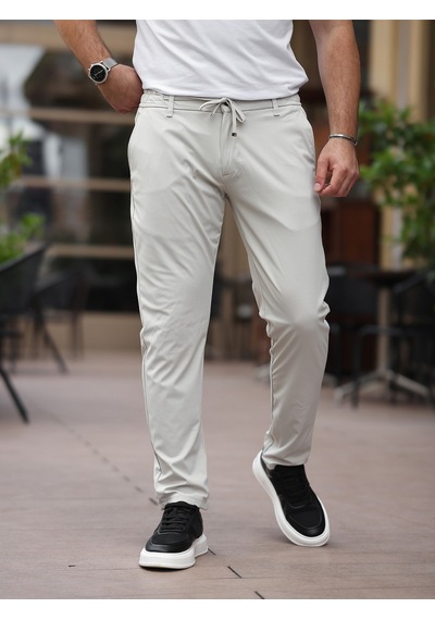 Ultra Hafif İnce Esnek Slim Fit Jogger Krem