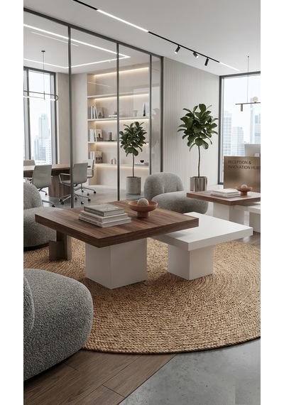 Most Marmoris Mermer Görünümlü Mdf Orta Sehpa Set Ceviz - Aytaşı