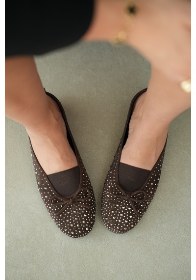 Selin Shoes Ziva Süet Üzeri Taş Detay Fiyonk Aksesuar Kadın Babet- Kahve Süet Kahverengi Selin Shoes Ziva Süet Üzeri Taş Detay Fiyonk Aksesuar Kadın Babet- Kahve Süet Kahverengi