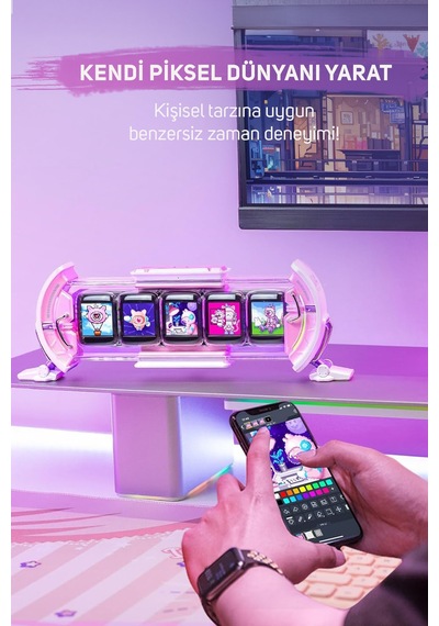 Divoom Timesgate 5 Ekranlı Rgb Işıklı Akıllı Dijital Saat, Youtuber Ve Oyuncu Wifi Bağlantılı App Ko
