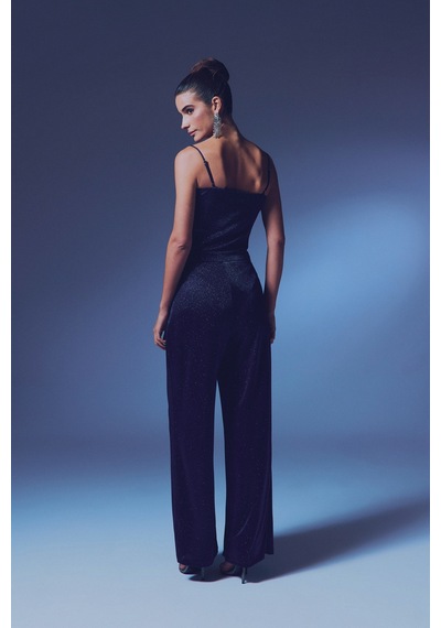 Sateen Simli İp Askılı Bodysuit - Lacivert-135299 Lacivert