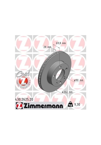 Zimmermann 430.2625.20 Ön Fren Aynası Master Movano Iıı 2.3 Dcı 10 Havalı 302x28x5dl 986479716-df6131s 8200688880