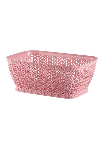 Dikdörtgen Örgü Sepet 3,5lt Rectangular Knitting Basket 3,5 L Pudra Pembe