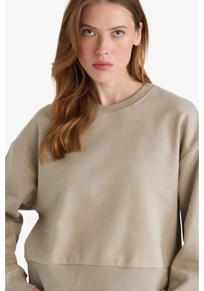 Defacto Boxy Fit Bisiklet Yaka Basic Düz Sweatshirt B8568ax25aukh475 Haki