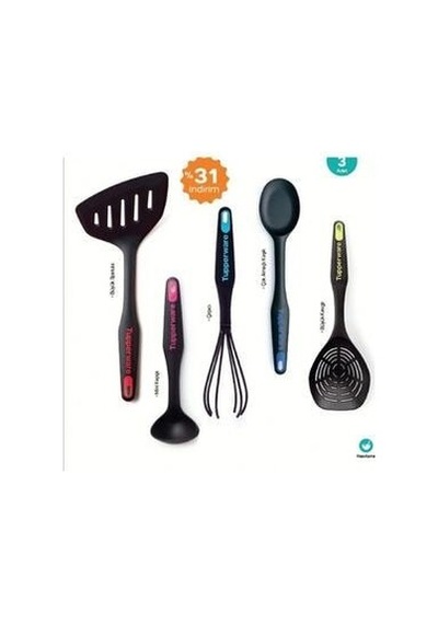 Tupperware Modern Peri Set 5'Li Kaşık Mini Kepçe Spatula Çır Çok Renkli