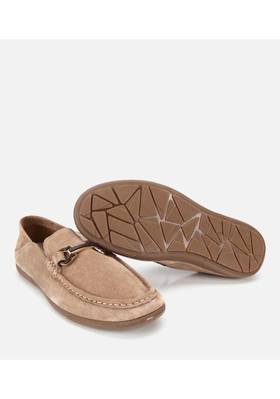 Hotiç Erkek Süet Deri Bej Toka Detaylı Comfort Loafer