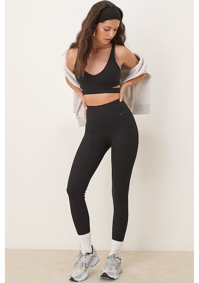 Nike Training Zenvy Dri Fit High Rise 7/8 Rib Leggings Kadın Fitilli Yüksek Bel Spor Tayt Siyah Siyah