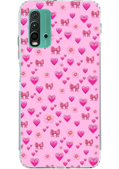 Redmi 9t - Poco M3 Uyumlu Pembe Minik Kalpler Baskılı Silikon Kılıf Renkli