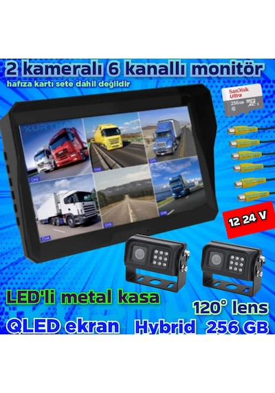 2 Tane Metal Kasa Ir Kamera 6 Kanallı 10'' Dvr Ekran Seti 12-24 V