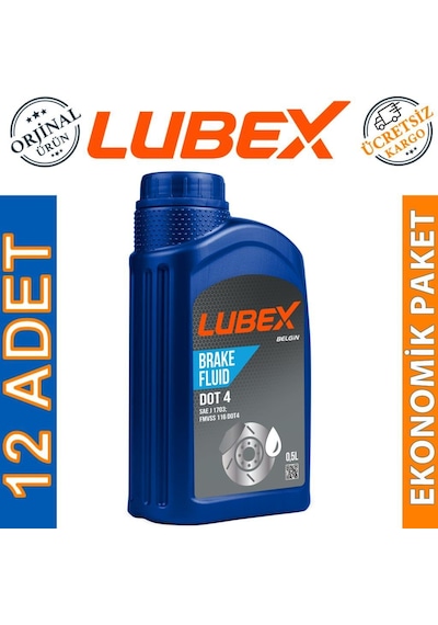 Lubex Brake Fluid Dot 4 Fren Hidrolik Yağı 500 Ml 12 Adet