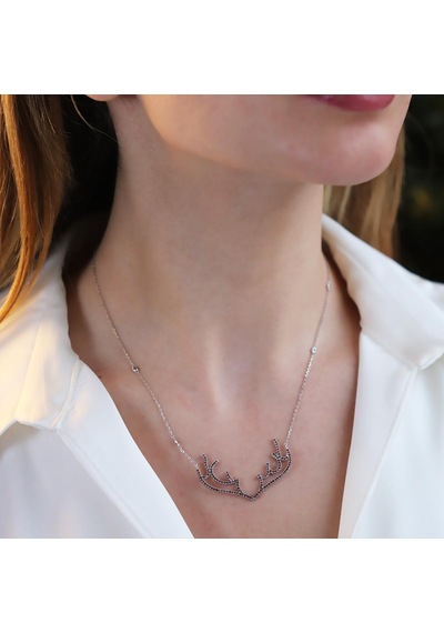 Geyik Model Gümüş Kolye Gümüş