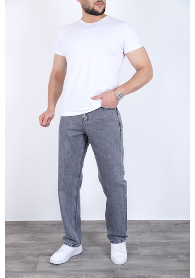 Blayn Jeans Erkek Antrasit Baggy Kot Pantolon - Geniş Kalıp Günlük Rahat Denim Jean Liver Gri