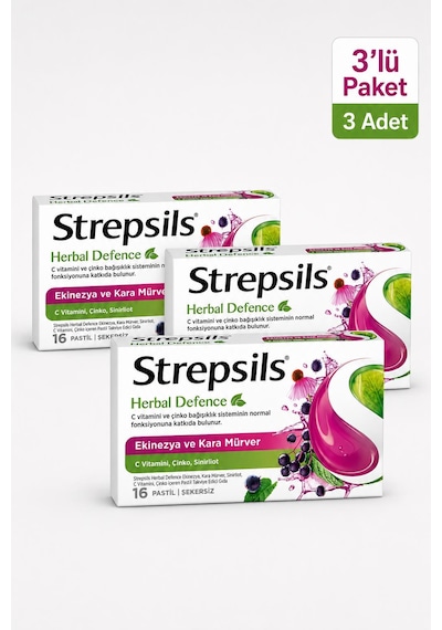 Strepsils Herbal Defence Karamürver & Ekinezya 16 Pastil 3 Adet