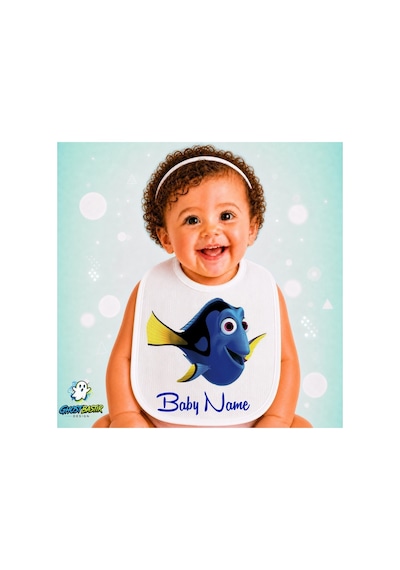 Kişiye Özel Kayıp Balık Dory Keten Bebek Mama Önlüğü Yumuşak - Emici - Yıkanabilir - Özel Tasarım P060 Çok Renkli