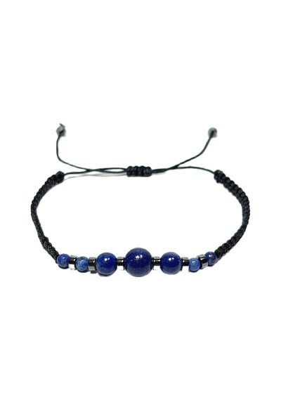 Jtss26blk1870 Lapis Lazuli Ve Hematit Doğaltaş Makrome İp El Örmesi Sarı Gold Siyah Unısex Bileklik Garantili Kutulu Janti Bileklik