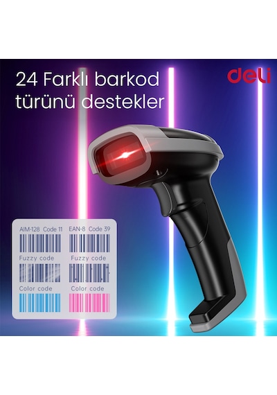 Delı 1d Lazer Barkod Okuyucu Usb Kablolu Hızlı Tarama El Tipi Scanner
