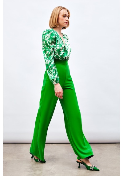 Sateen Salaş Krep Pantolon - Yeşil