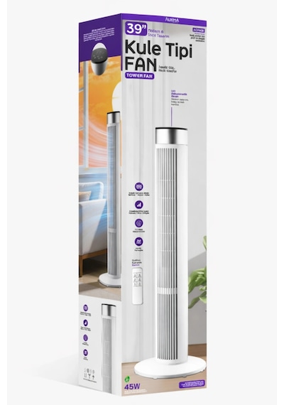Auhma Acfn08 45w Kule Tipi Vantilatör - Dijital Ekranlı,uzaktan Kumandalı, 3 Hız Kademeli