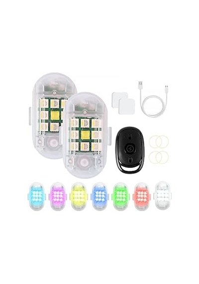 2'li Rgb Uzaktan Kumandalı Çakar Lamba Flaşörlü İkaz Lambası Rgb Flaşör Scooter Flaşör Lambası Çok Renkli