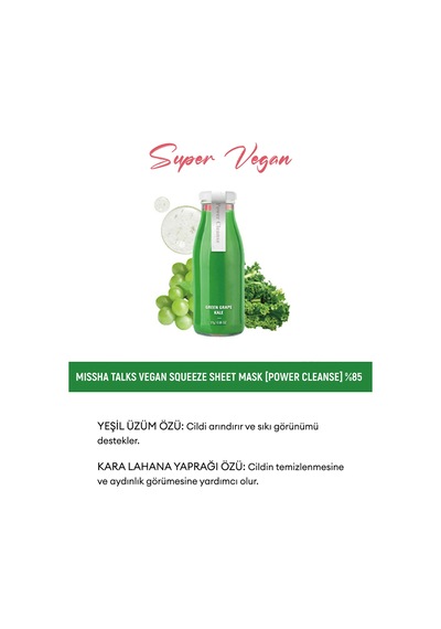 Missha Talks Vegan Squeeze Sheet Mask Vegan Yaprak Maske - Power Cleanser