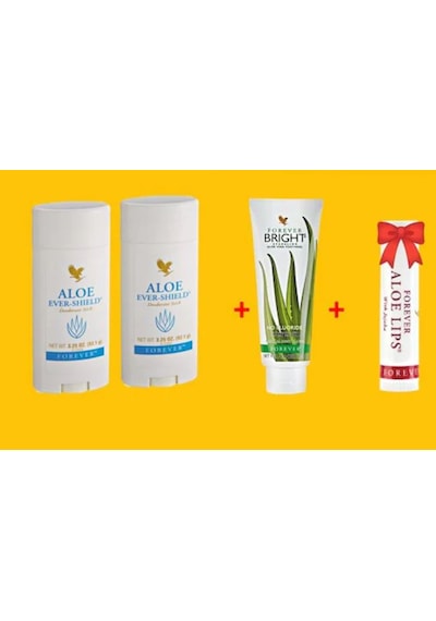 Forever Living Forever Aloe Ever Stick Deodorant 92 G x 2 + Bright Aloe Vera Toothgel + Lips