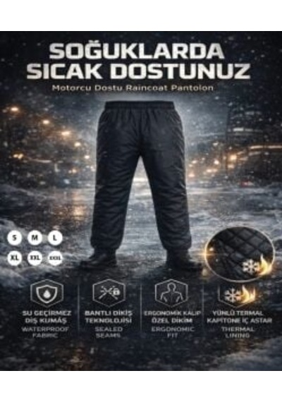 Raincoat Su Geçirmez Termal Pantolon Siyah