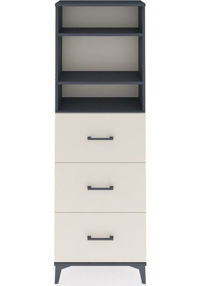Arges Dolap 3 Raflı 3 Çekmeceli 60x30x182 Antrasit-aytaşı Antrasit