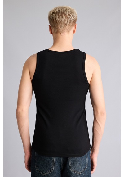 Defacto Regular Fit Ribana Henley Yaka Düğmeli Basic Atlet I1109ax26smbk81 Siyah-bk81