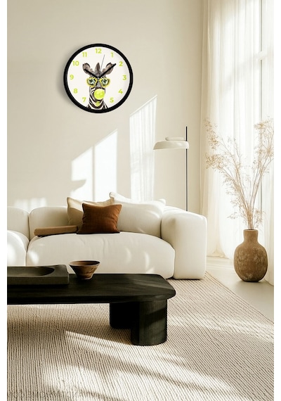 Zebra Tasarım Modern Duvar Saati - 30cm - Önü Camlı Siyah Kasa - Sessiz Mekanizma-jh0883 Siyah