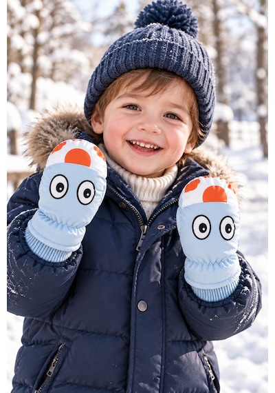 Miniko Kids Kitti 420-20 Erkek 1-3 Kar Kayak Eldiveni Mavi