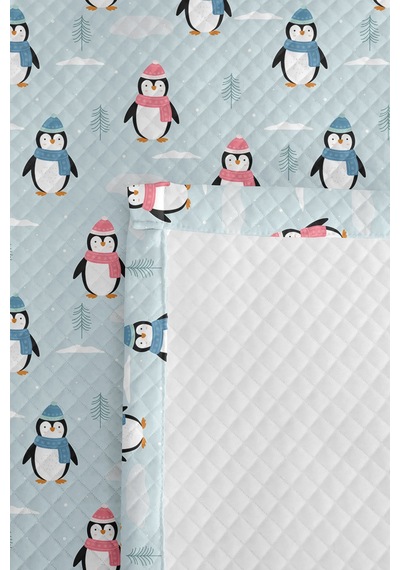 Evimde Bambaşka Mavi Penguen Çocuk Odası Tek Kişilik Pike Takımı-kış Desenli Pastel 160x220 CM Kapitone Yatak Örtüsü Evimde Bambaşka Mavi Penguen Çocuk Odası Tek Kişilik Pike Takımı-kış Desenli Pastel 160x220 CM Kapitone Yatak Örtüsü
